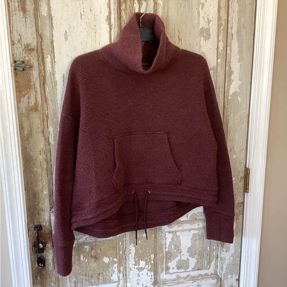 Sweaty Betty Maroon Restful Boucle Cowl Neck Sweatshirt - size 8